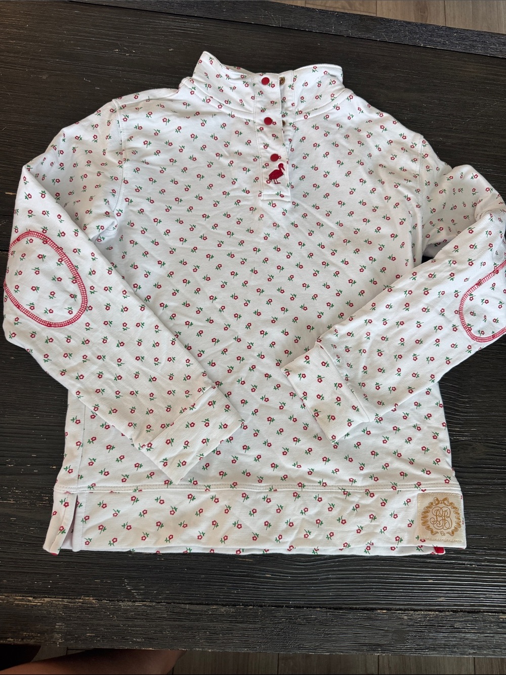 The Beaufort Bonnet Company Girls White Top with Red and Green Floral Print